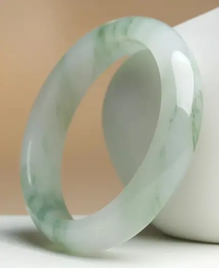 Ice Transparent Tianshan Jade Bracelet Wide Strip Flower Bracelet for Girlfriend 1
