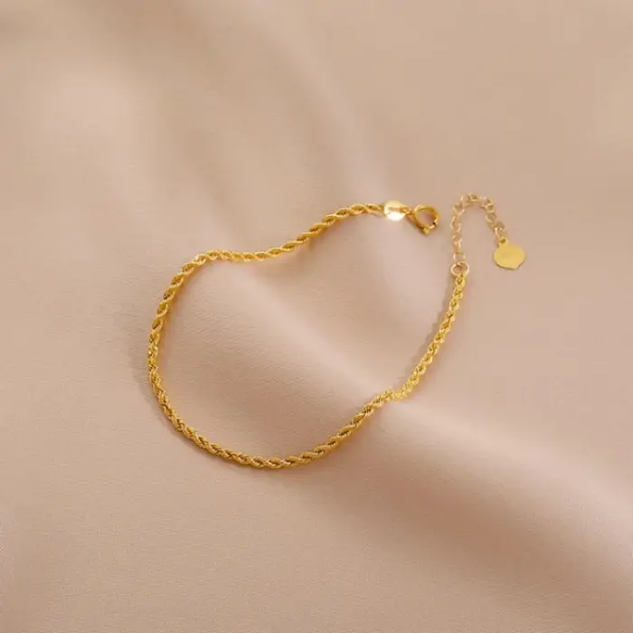 Authentic Real 18K Gold AU750 Twisted Bracelet Exquisite Delicate Gift Classic Present For Women Adjustable Fine Jewelry 2 Authentic Real 18K Gold AU750 Twisted Bracelet Exquisite Delicate Gift Classic Present For Women Adjustable Fine Jewelry 2