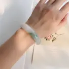 Ice Transparent Tianshan Jade Bracelet Wide Strip Flower Bracelet for Girlfriend 6