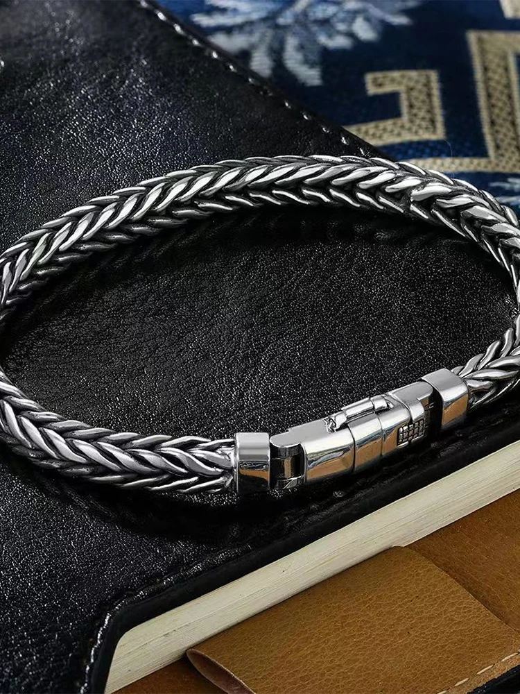S925 Silver Factory Price handwoven vintage overbearing style personality keel bracelet men's and women's fashion jewelry gift