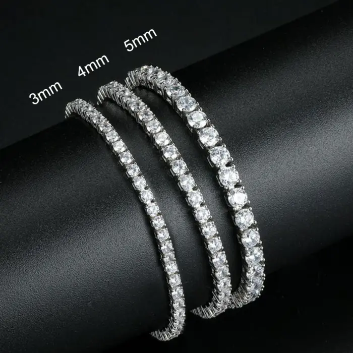 Dainty Full Moissanite Tennis Bracelet 18k Gold Plated 925 Sterling Silver D Color Lab Created Diamond Bracelet for Women Men 3