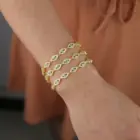 15+4cm gold color filled micro pave cz lovely turkish evil eye charm beads linked bracelet for girl women fashion jewelry 5