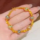 AU999 Bauhinia Lucky Bead Bracelet Women's 24K Gold - Anti-deform gold, durable band, bead carries wishes 1