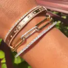 Gold Color Inner 58-60mm Bangle Bracelet For Women European Classic Fashion Micro Pave CZ Star Fashion Jewelry 1
