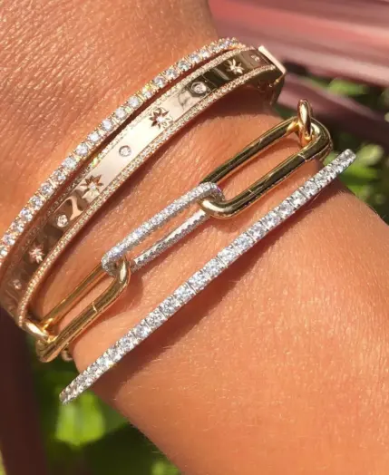 Gold Color Inner 58-60mm Bangle Bracelet For Women European Classic Fashion Micro Pave CZ Star Fashion Jewelry 1