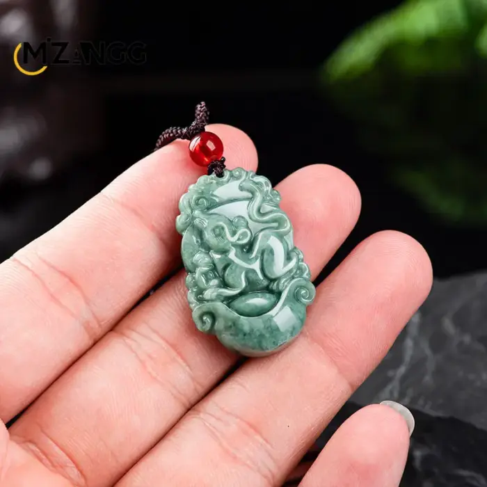 Natural A Goods Jadeite Twelve Chinese Zodiac Rat Tiger Pendant Jewelry Hand-carved Custom Mascot Jewelry Jade Necklace Gift 2