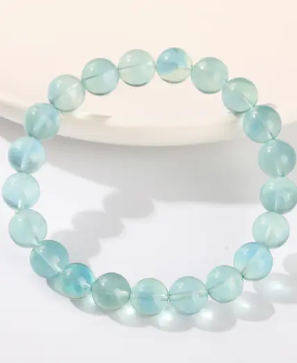 JD Natural Stone Blue Green Fluorite Healing Bracelets For Women Genuine Reiki Crystal Stretch Bangles Girlfriend Party Jewelry 3