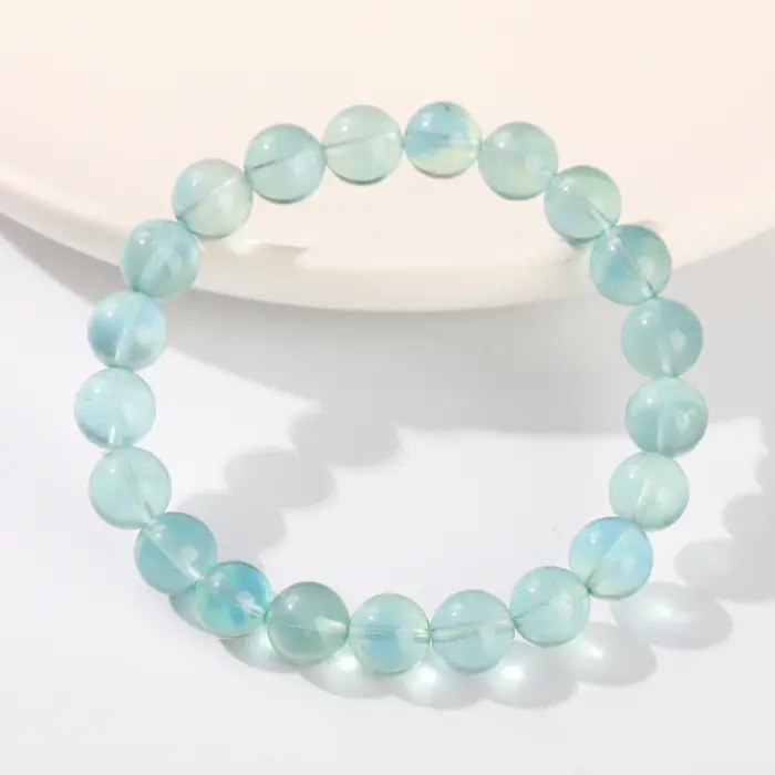 JD Natural Stone Blue Green Fluorite Healing Bracelets For Women Genuine Reiki Crystal Stretch Bangles Girlfriend Party Jewelry 3