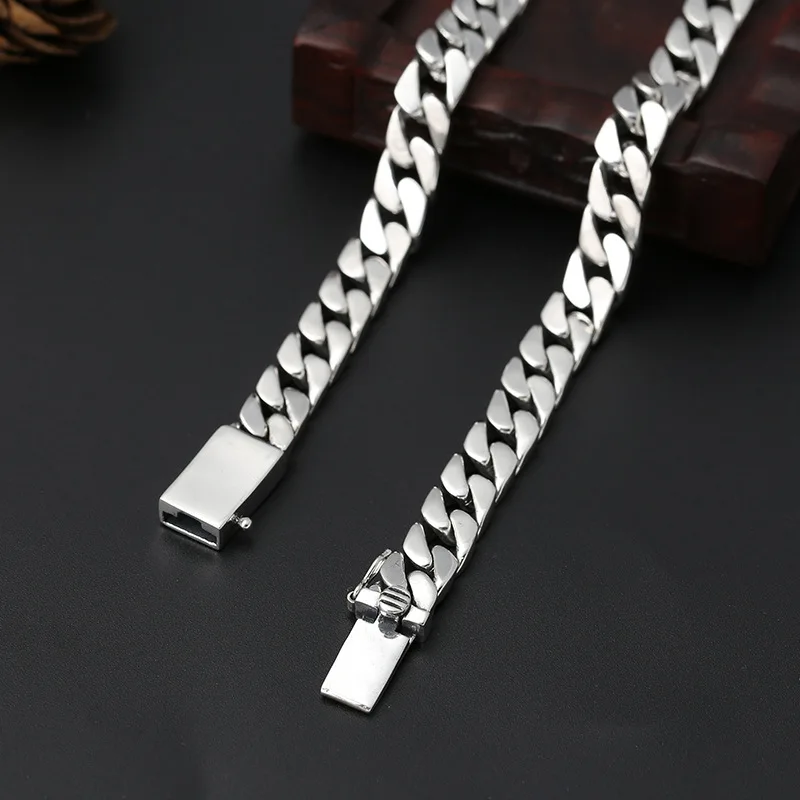 Real Solid S925 Sterling Silver Bracelet For Men Women Punk Couple Jewelry Authentic S925 Silver Bracelet Certified Jewelry