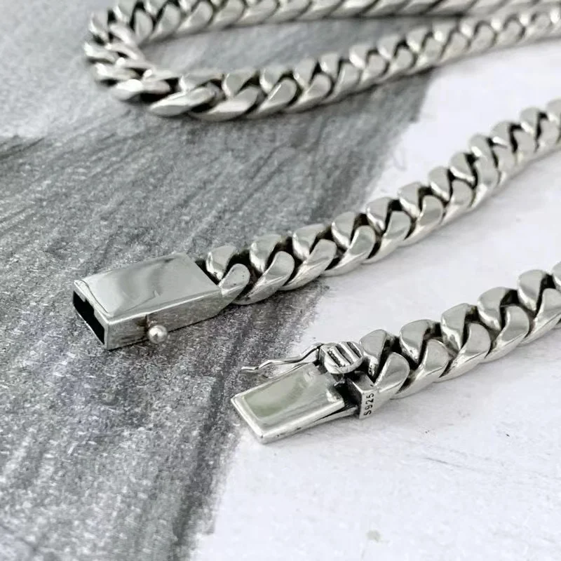 Real Solid S925 Sterling Silver Bracelet For Men Women Punk Couple Jewelry Authentic S925 Silver Bracelet Certified Jewelry