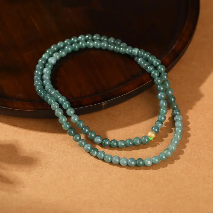 JD Natural Stone Guatemala Jadeite Buddha Bead Multi-Layer Bracelets Women Vintage All Match Yoga Meditation Elastic Necklaces 4
