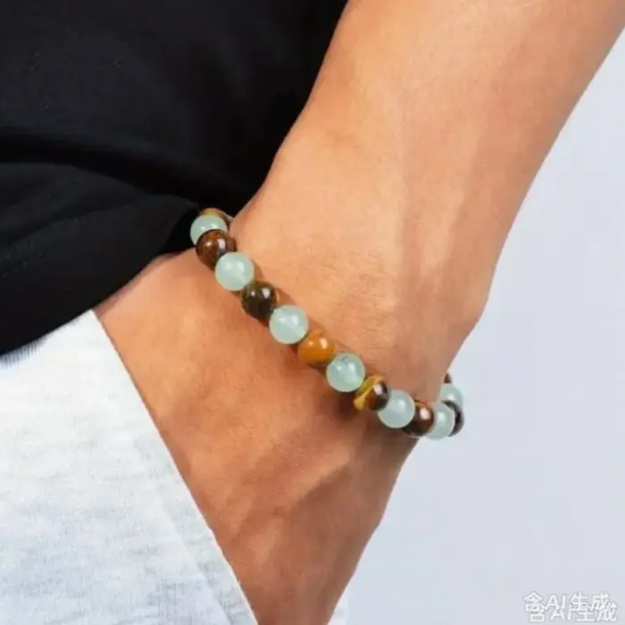 Money Attracting Bracelet, Wealth Luck Bracelet with Green Aventurine Tiger Eye 5