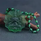 Ice Green Crystal Carved Lotus GuanYin Buddhism Lucky Amulet Pendant Charm Tibetan Buddha Religion Beads Necklaces Jewelry Gift 6