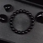Natural Black Agates Beads Bracelet Women Men Genuine Black Onyx Natural Stone 6mm 8mm Smooth Round Beads Lucky Energy Jewelry 5