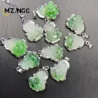 925 Silver Inlaid Jade Buddha Necklace Jadeite Ice Mini Maitreya Buddha Personalized Pendant Lucky Amulet 5