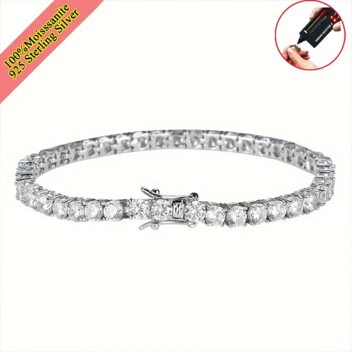 Real Moissanite Tennis Bracelet for Women Men 3.0mm Lab Diamond Bangle with Certificates 925 Sterling Silver Fine Jewelry 4
