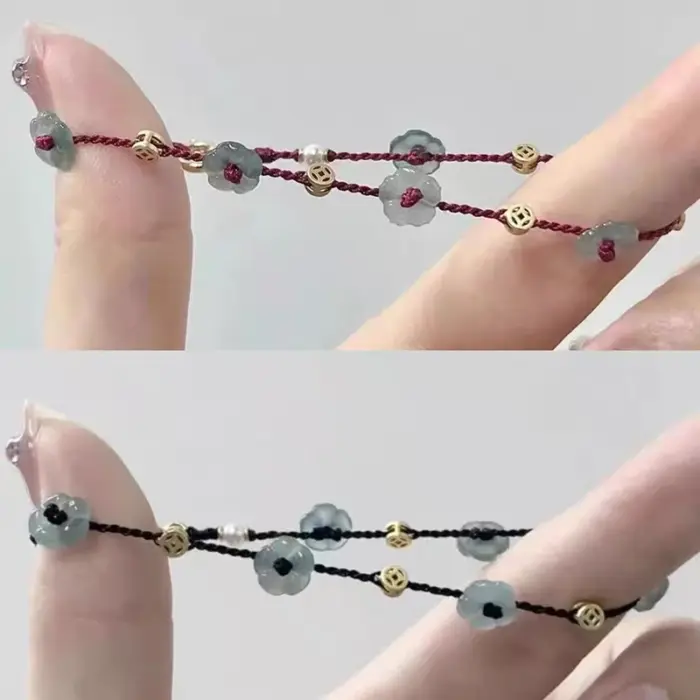 Chinese Style Simple Line Lucky Amulet Bracelet Flower Beaded Bracelet For Women Handmade Rope Bracelet Jewelry 2 Chinese Style Simple Line Lucky Amulet Bracelet Flower Beaded Bracelet For Women Handmade Rope Bracelet Jewelry 2