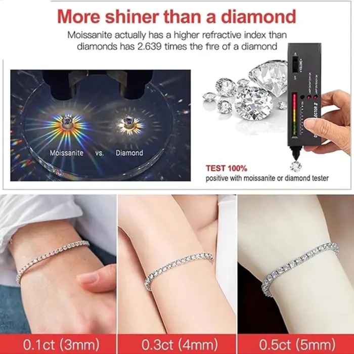 Real Moissanite Tennis Bracelet for Women Men 3.0mm Lab Diamond Bangle with Certificates 925 Sterling Silver Fine Jewelry 6
