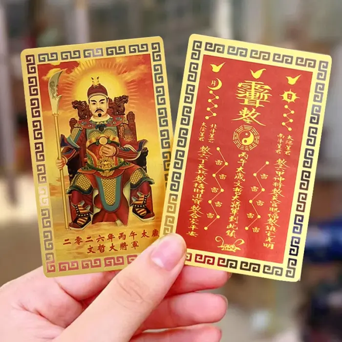 2026 Tai Sui Amulet Card Feng Shui Prayer Gold Card Exorcism Protection Buddha Gift Amulet Safe Bring In Wealth And Treasure 1
