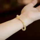 Natural Golden Rutilated Quartz Beads Beaded Strand Stretch Money Bracelet for Women Lucky Ancient Gold Coins Charm Bangle 1641 4