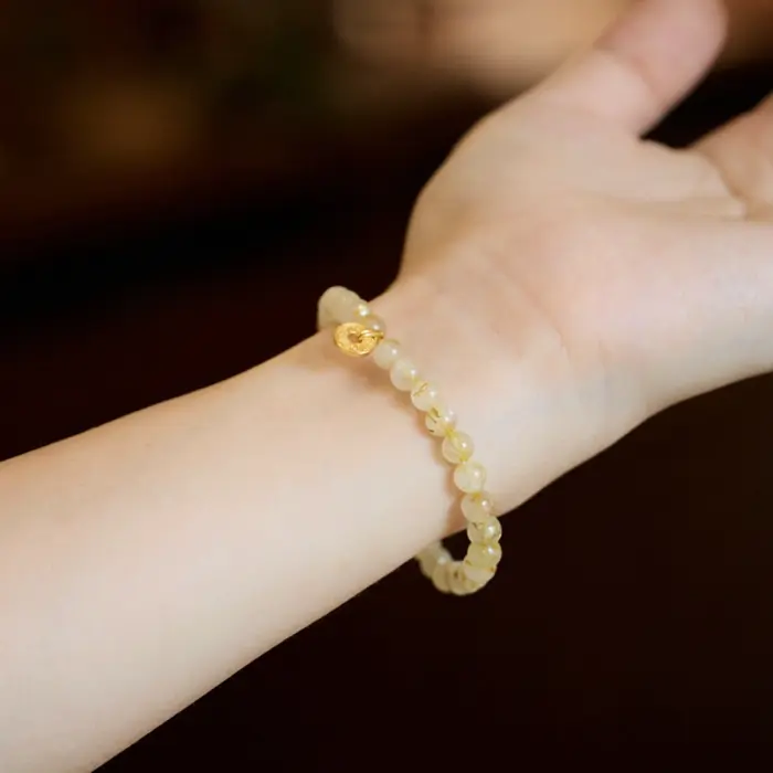 Natural Golden Rutilated Quartz Beads Beaded Strand Stretch Money Bracelet for Women Lucky Ancient Gold Coins Charm Bangle 1641 4 Natural Golden Rutilated Quartz Beads Beaded Strand Stretch Money Bracelet for Women Lucky Ancient Gold Coins Charm Bangle 1641 4
