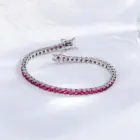 YLMyself 925 Silver Tennis Bracelet For Women, 3mm Ruby Or Sapphire Cubic Zircon, 15–20CM, Elegant Wedding Jewelry Gift 3