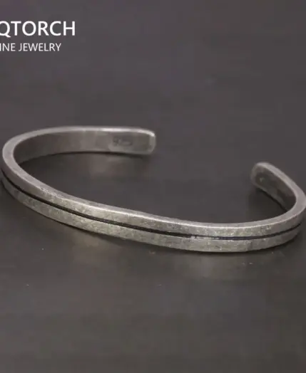 Viking Armband 925 Sterling Silver Men's Women's Vintage Handmade Bracelet Simple Classic Fine Jewelry Open Cuff Bangle 1