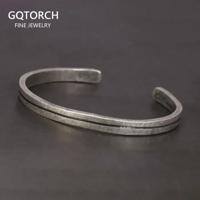 Viking Armband 925 Sterling Silver Men's Women's Vintage Handmade Bracelet Simple Classic Fine Jewelry Open Cuff Bangle 1