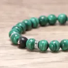 Natural Malachite Beads Bracelet Lotus Meditation Sandalwood Bead 925 Sterling Silver Accessories Jewelry for Men and Women 6