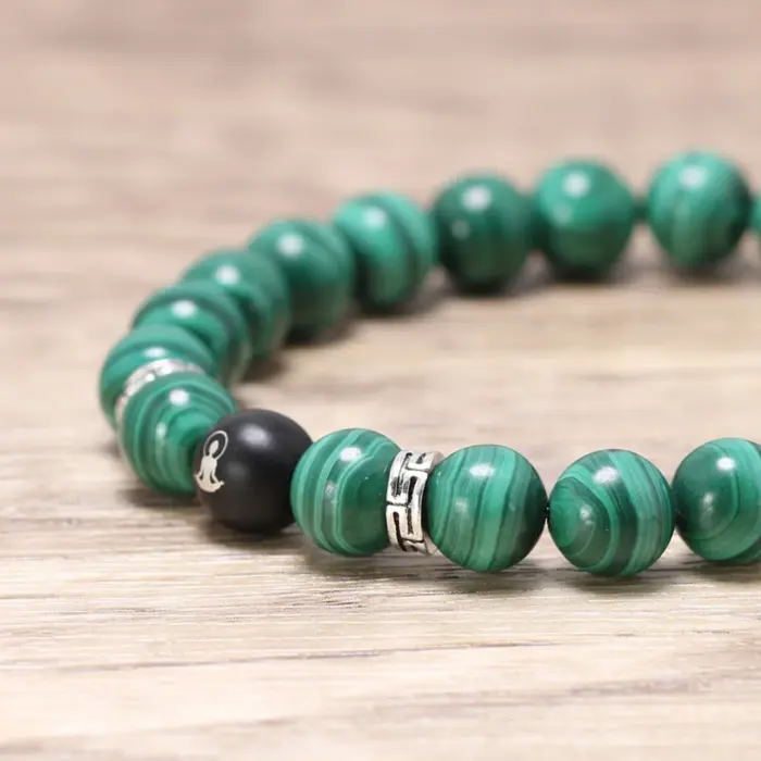 Natural Malachite Beads Bracelet Lotus Meditation Sandalwood Bead 925 Sterling Silver Accessories Jewelry for Men and Women 6 Natural Malachite Beads Bracelet Lotus Meditation Sandalwood Bead 925 Sterling Silver Accessories Jewelry for Men and Women 6