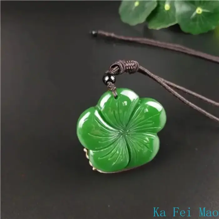 Natural Green Chinese Jade Clover Pendant Necklace Fashion Accessories Charm Jewelry Carved Amulet Gifts for Her Women Men 5 Natural Green Chinese Jade Clover Pendant Necklace Fashion Accessories Charm Jewelry Carved Amulet Gifts for Her Women Men 5