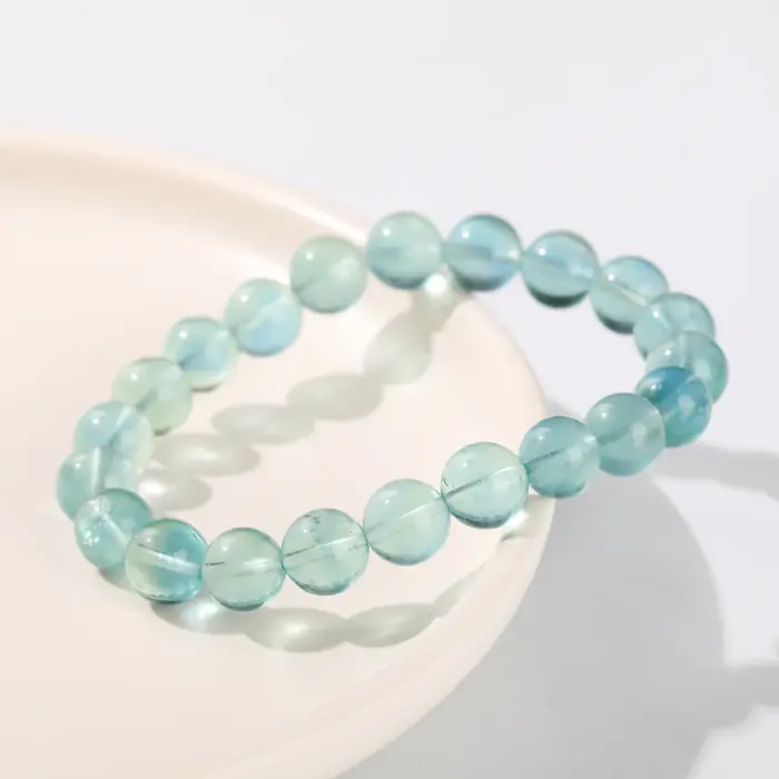 JD Natural Stone Blue Green Fluorite Healing Bracelets For Women Genuine Reiki Crystal Stretch Bangles Girlfriend Party Jewelry 4