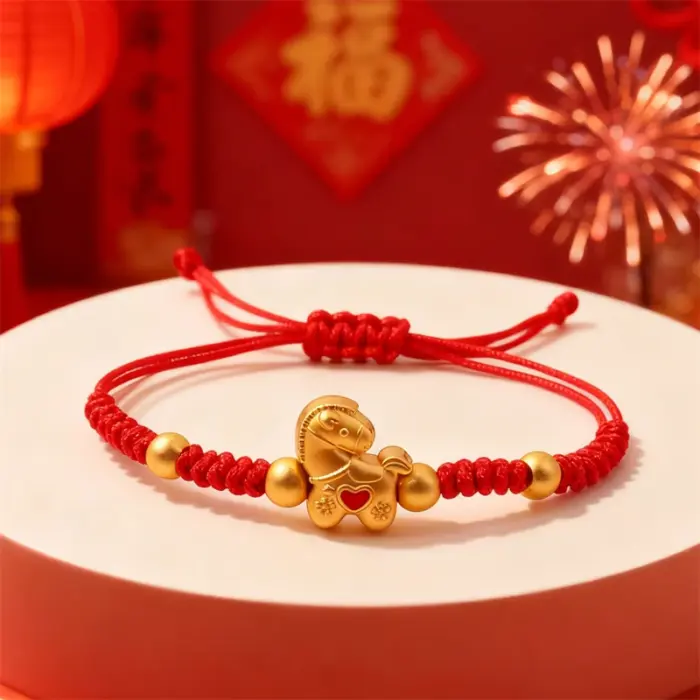 Lucky Red Rope Zodiac Horse Pendant Bracelet for Women Men 2026 Handmade Braided Adjustable Bracelet Couple Jewelry Gifts 4