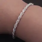3.3mm 925 Sterling Silver Classic Twist Rope Chain Link Bracelet Unisex Diamond-Cut Braided Rope Bracelet Fashion Jewelry 6