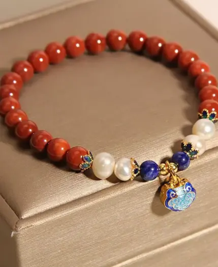 Nanhong Agate Zodiac Year Bracelet Women Cloisonné Ethnic Longevity Locket Artisan Jewelry Gift for Girlfriend Best Friend Gifts 1