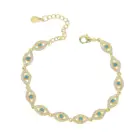 15+4cm gold color filled micro pave cz lovely turkish evil eye charm beads linked bracelet for girl women fashion jewelry 3