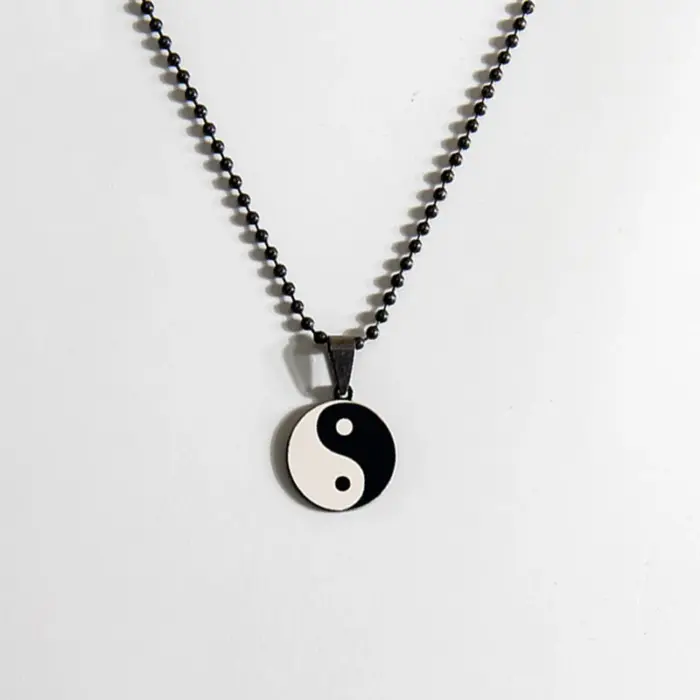 Stainless Steel Round Yin Yang Tai Chi Pendant Necklace For Men Chinese Taoist Amulet Jewelry 4