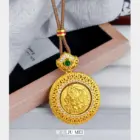 New Chinese style 9999 24K real gold hollow filament point diamond rotatable yellow wealth god compass pendant rope necklace 6