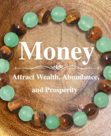 Money Attracting Bracelet, Wealth Luck Bracelet with Green Aventurine Tiger Eye 1