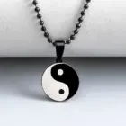 Stainless Steel Round Yin Yang Tai Chi Pendant Necklace For Men Chinese Taoist Amulet Jewelry 1