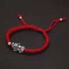 Handmade 999 Pure Silver Feng Shui Pixiu Charms Rope Braided Bracelet Good Luck Wealth Unisex Wristband Friendship Jewelry Gift 4