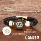 New 12 Constellations Zodiac Sign Bracelet Black Leather Natural Stone Men Bracelets Aries Leo Horoscope Jewelry Christmas Gifts 5