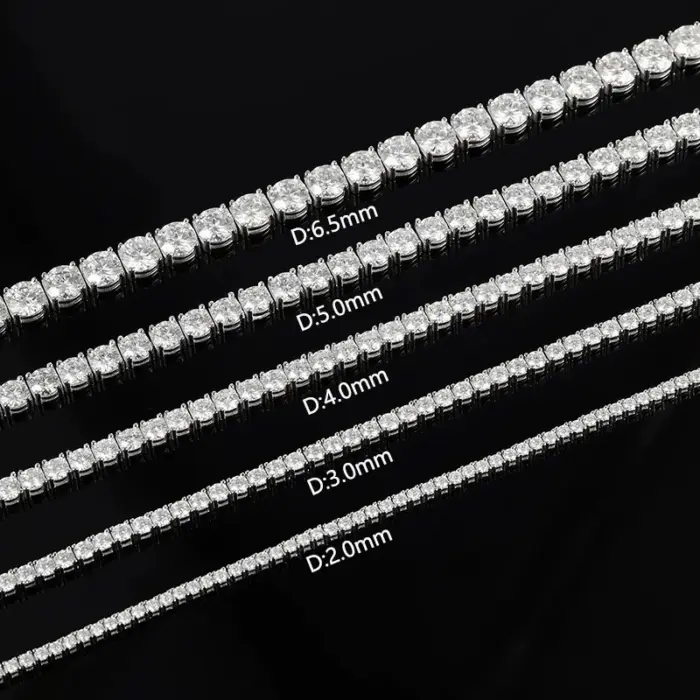 2-10mm DVVS1 Pass Diamond Test Round Cut Moissanite Tennis Bracelet White Gold Plated 925 Silver Jewelry for Women 4