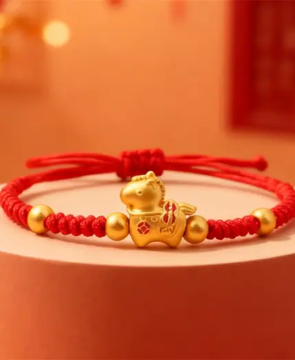 Lucky Red Rope Zodiac Horse Pendant Bracelet for Women Men 2026 Handmade Braided Adjustable Bracelet Couple Jewelry Gifts 2