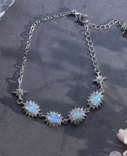 ITSMOS Natural Blue Green Opal Silver Bracelet Lucky wheel Pendant Swing Charm Bangle Classic Jewelry for women special Gift 3