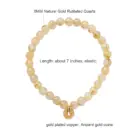 Natural Golden Rutilated Quartz Beads Beaded Strand Stretch Money Bracelet for Women Lucky Ancient Gold Coins Charm Bangle 1641 5