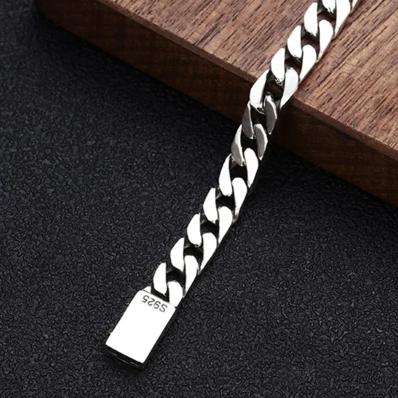 Real Solid S925 Sterling Silver Bracelet For Men Women Punk Couple Jewelry Authentic S925 Silver Bracelet Certified Jewelry