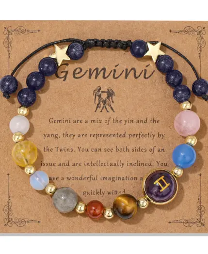 12 Zodiac Signs Natural Stone Bracelet Taurus Cancer Virgo Pisces Charm Bracelets for Women Men Couples Friendship Jewelry Gift 3