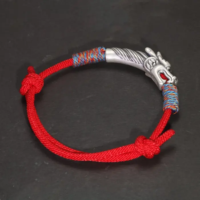 Handwoven 999 Sterling Silver Charm Lucky Red String Bracelet Dragon Men and Women's Jewelry 5 Handwoven 999 Sterling Silver Charm Lucky Red String Bracelet Dragon Men and Women's Jewelry 5