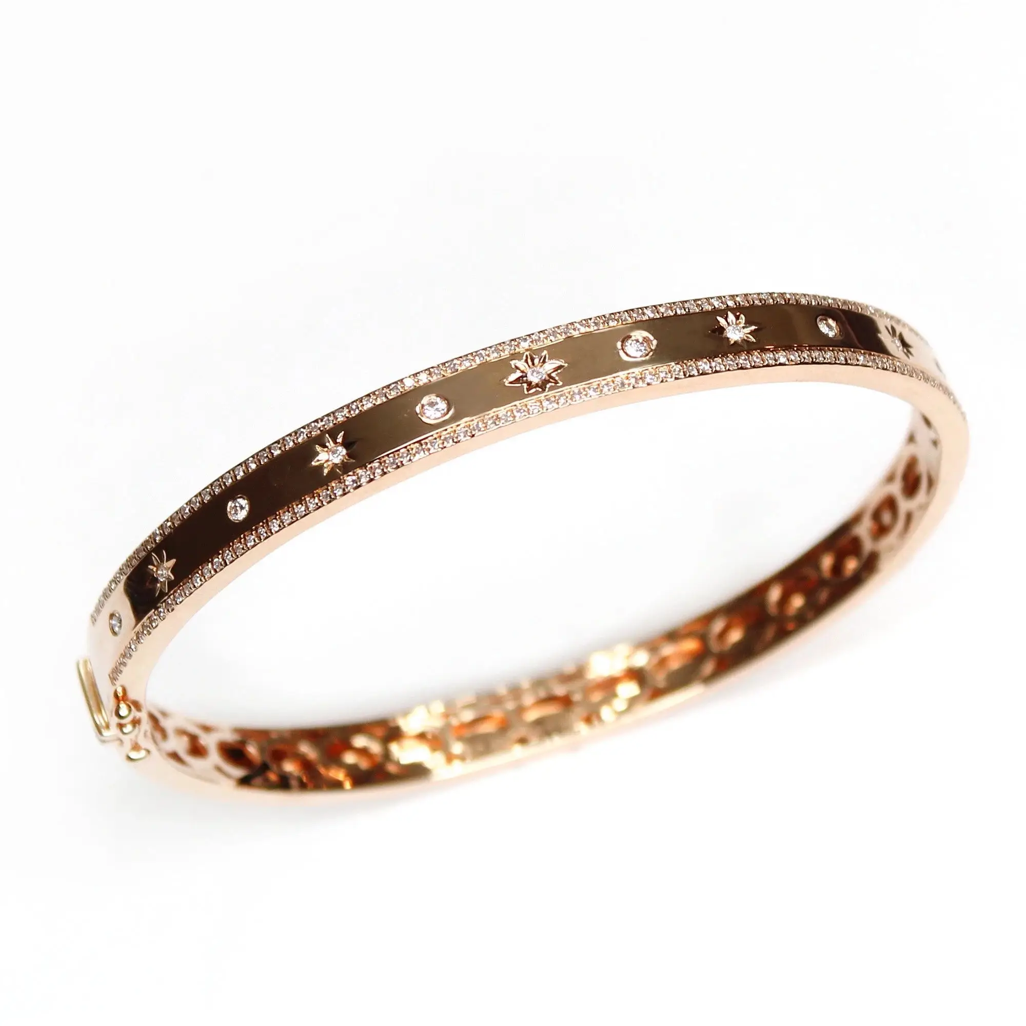 Gold Color Inner 58-60mm Bangle Bracelet For Women European Classic Fashion Micro Pave CZ Star Fashion Jewelry